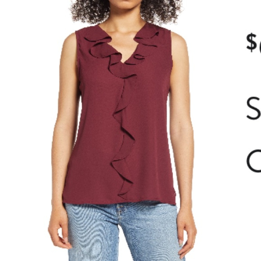 Ruffle Neck Sleeveless Blouse